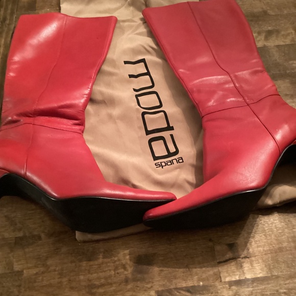 Women’s red leather moda boots size 9m - Picture 2 of 5